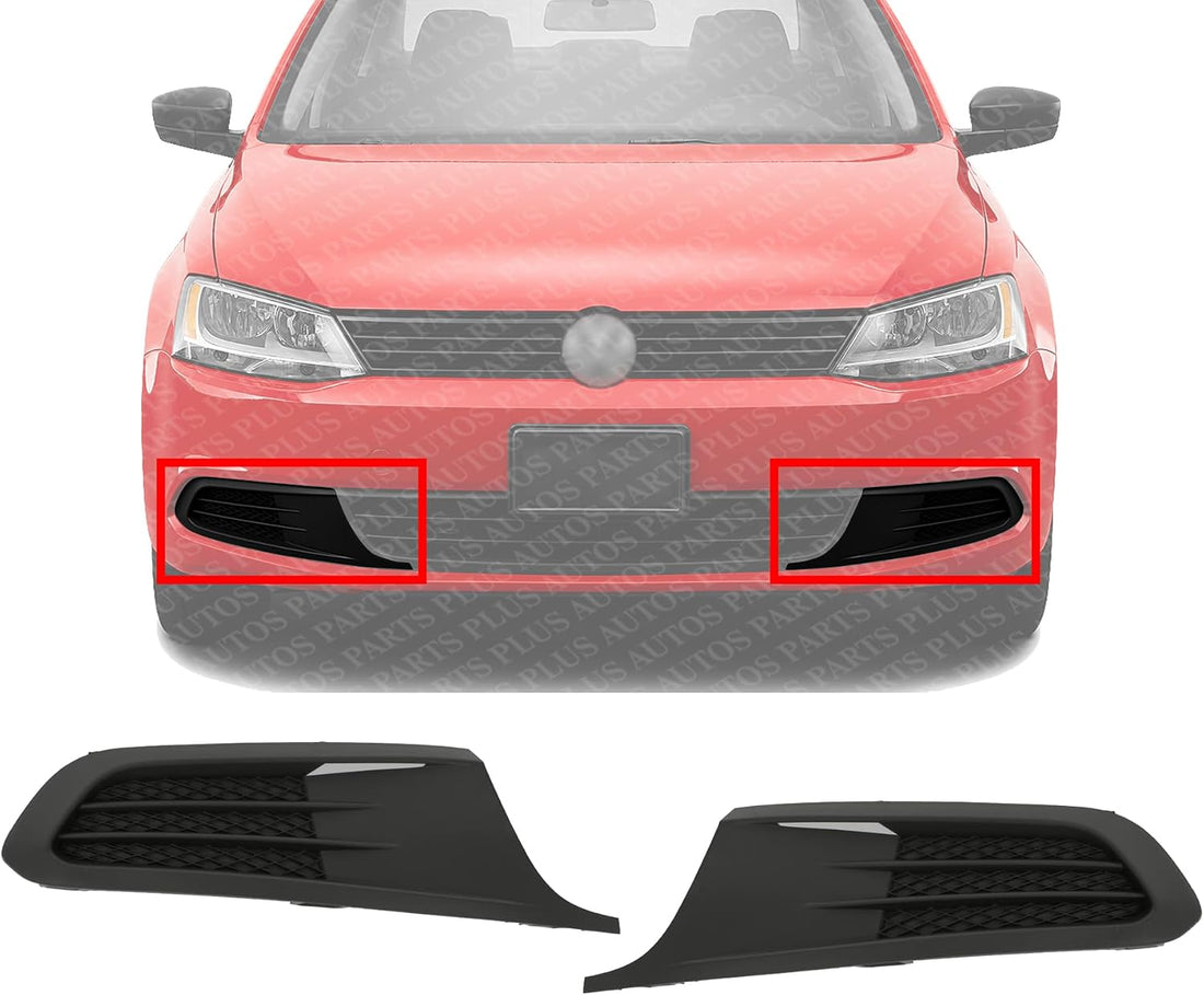Set Of 2 Front Fog Light Cover Left Driver & Right Passenger Side Direct Replacement Compatible With 2011-2014 Volkswagen Jetta VW1039119 VW1038119 5C68536669B9 5C68536659B9