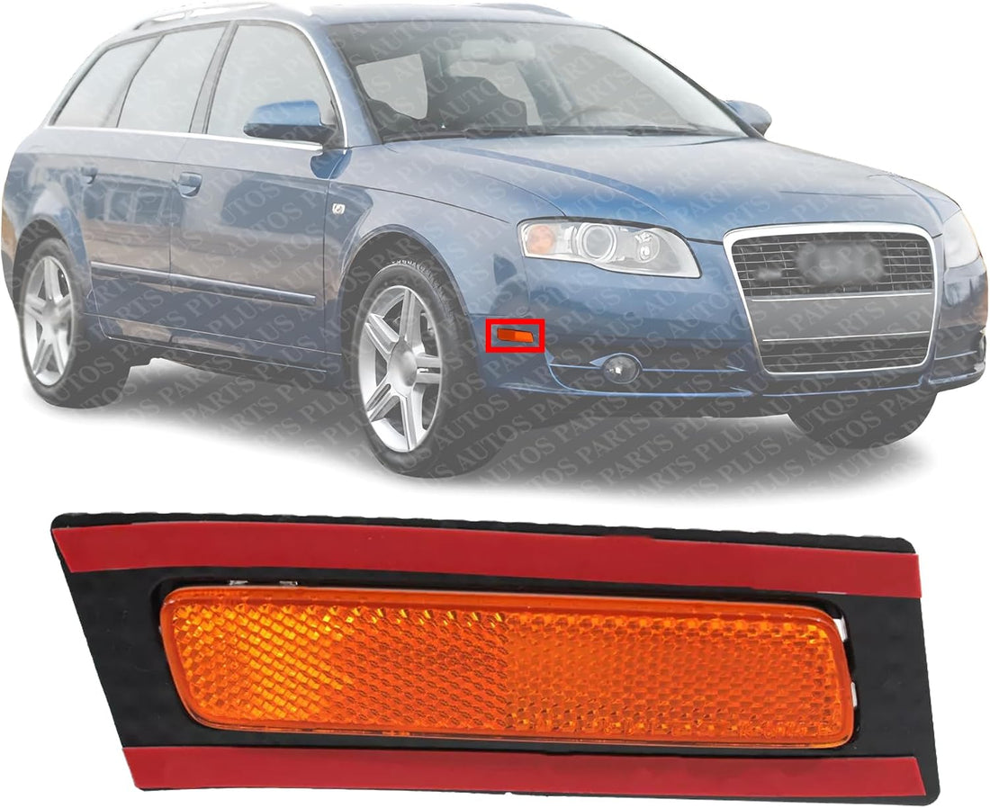 Front Bumper Reflector Right Passenger Side Direct Replacement Compatible With 2005-2008 Audi A4 AU2557100 8E0945072