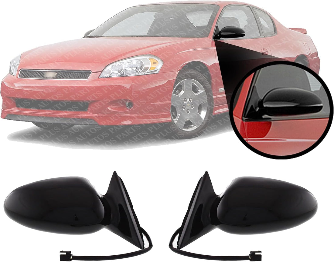 Set Of 2 Front Power Mirror Non-Folding Heated Primed Left Driver & Right Passenger Side Direct Replacement Compatible With 2000-2007 Chevrolet Monte Carlo GM1320273 GM1321273