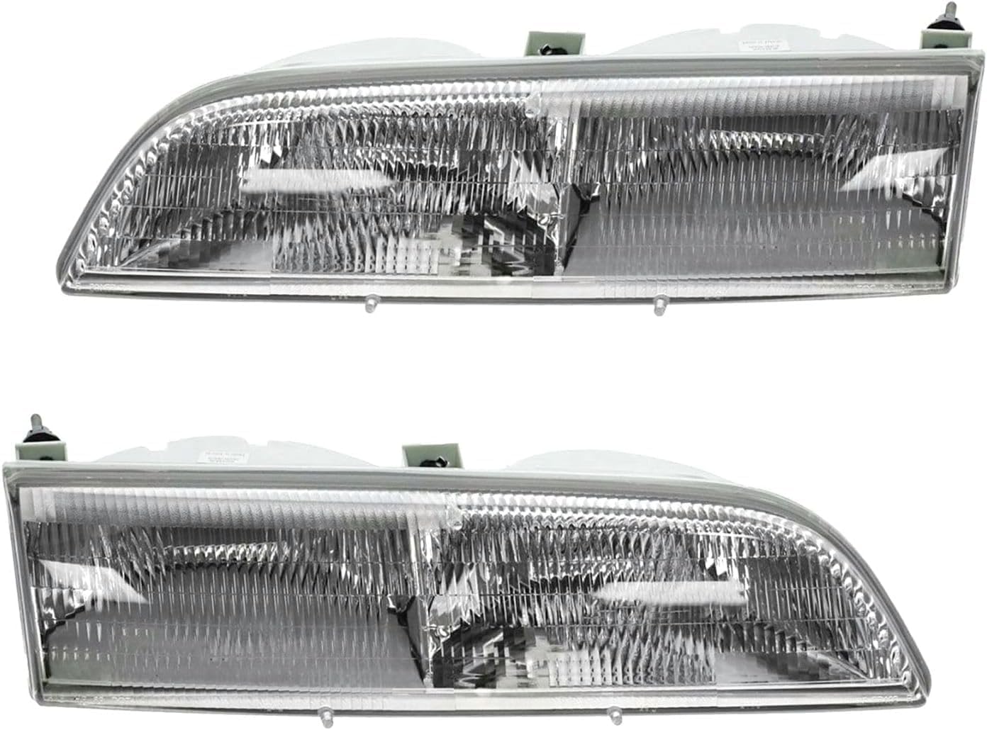 Set Of 2 Front Head Light Assembly Plastic Left Driver & Right Passenger Side Direct Replacement Compatible With 1989-1993 Ford Thunderbird FO2502115 FO2503110 E9SZ13008B E9SZ13008A