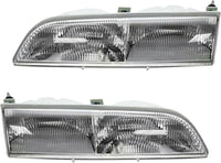 Set Of 2 Front Head Light Assembly Plastic Left Driver & Right Passenger Side Direct Replacement Compatible With 1989-1993 Ford Thunderbird FO2502115 FO2503110 E9SZ13008B E9SZ13008A
