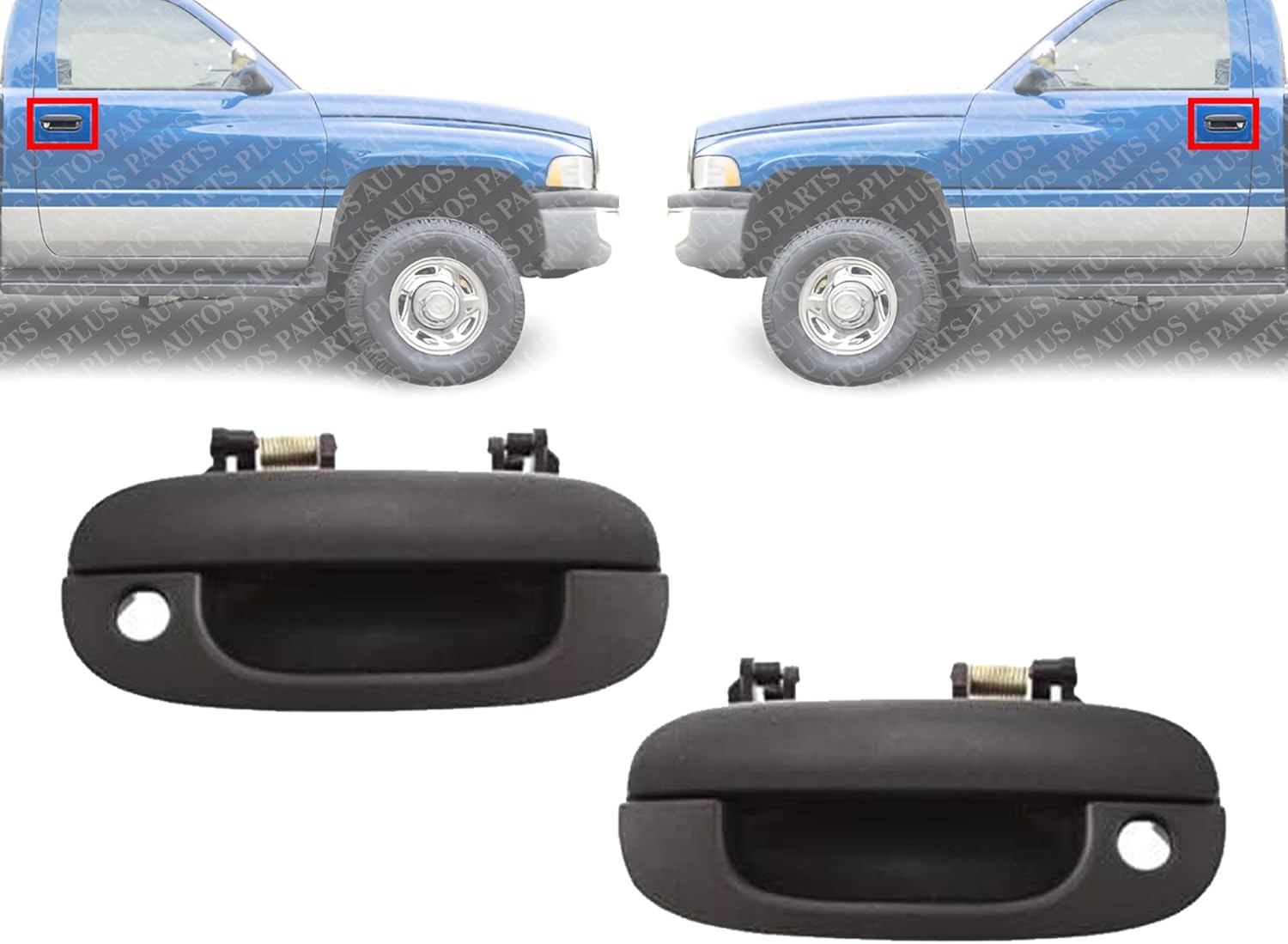 Front Exterior Door Handles Textured Left Driver & Right Passenger Side Direct Replacement Compatible with 1994-2001 Dodge Ram 1500 2500/1994-2002 3500 CH1311102 CH1310102
