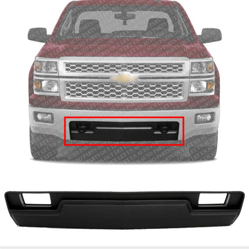 Front Bumper Filler Panel Face Bar Trim With Tow Hook Holes Direct Replacement Compatible With 2014-2015 Chevy Silverado 1500 GM1087255 22944860