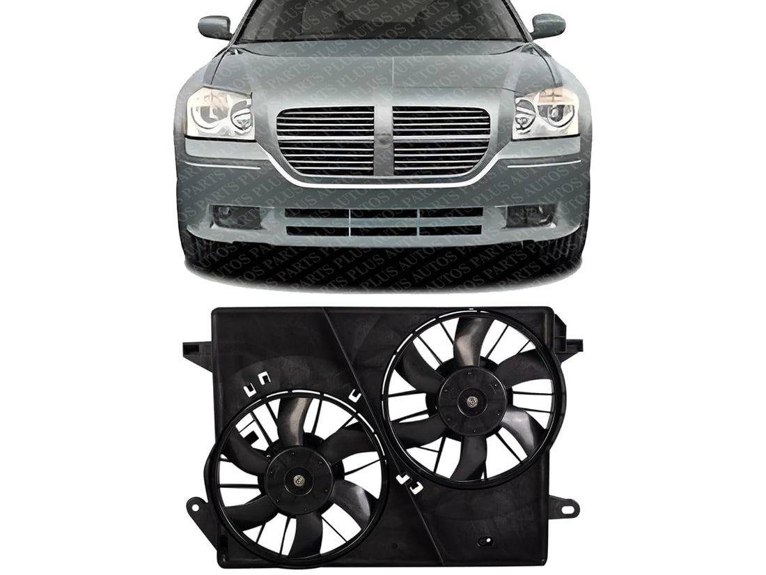 Front Dual Fan Assembly Direct Replacement Compatible with 2005-2009 Chrysler 300/2006-2009 Dodge Charger CH3115132 5174358AA 5137717AB