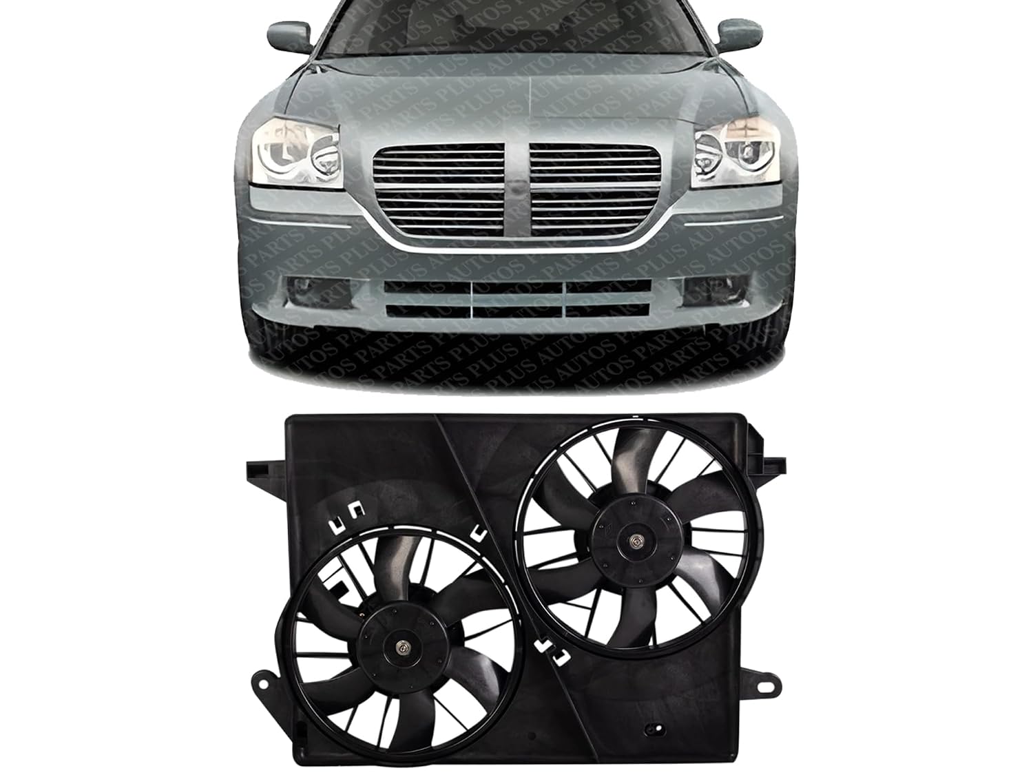 Front Dual Fan Assembly Direct Replacement Compatible with 2005-2009 Chrysler 300/2006-2009 Dodge Charger CH3115132 5174358AA 5137717AB