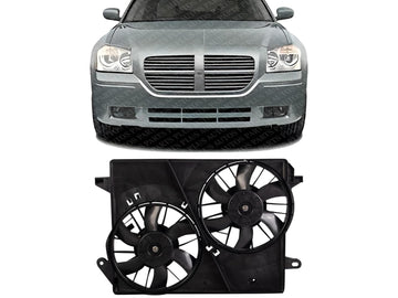 Front Dual Fan Assembly Direct Replacement Compatible with 2005-2009 Chrysler 300/2006-2009 Dodge Charger CH3115132 5174358AA 5137717AB
