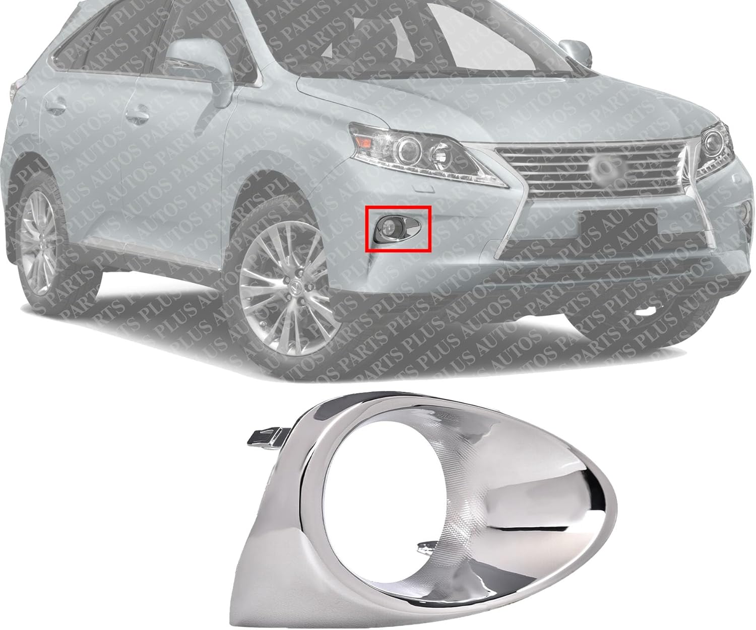 Front Fog Light Molding Chrome Right Passenger Side Direct Replacement Compatible With 2013-2015 Lexus RX350 / RX450H LX1039105 814810E110