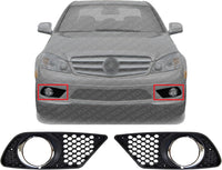 Set Of 2 Front Fog Light Molding Primed Plastic Left Driver & Right Passenger Side Direct Replacement Compatible With 2008-2011 Mercedes Benz C-Class MB1039118 MB1038118
