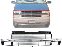 Front Grille Chrome & Silver With Composite Headlight Direct Replacement Compatible With 1996-2005 Chevrolet Astro GM1200371 19130758