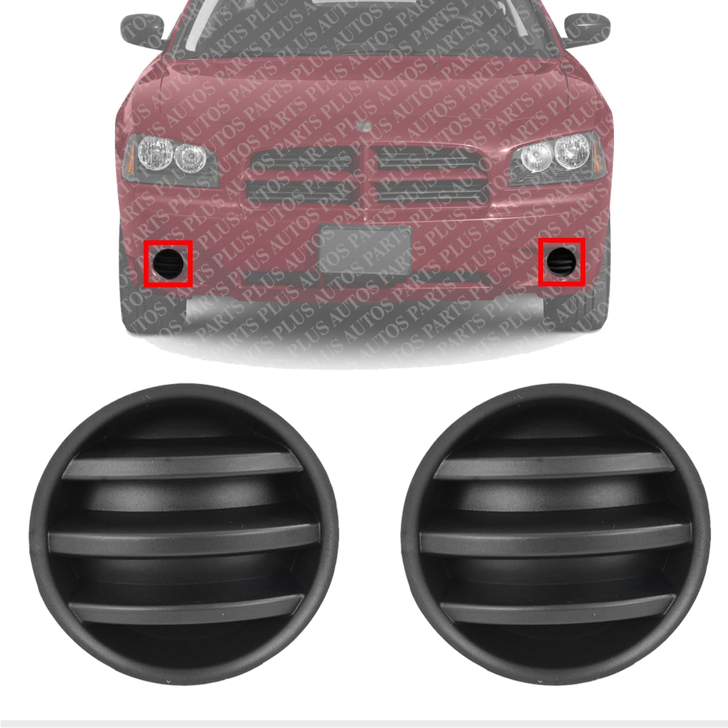 Front Fog Light Cover Textured Left Driver & Right Passenger Side Direct Replacement Compatible With 2006-2010 Dodge Charger CH1038135 4806184AA