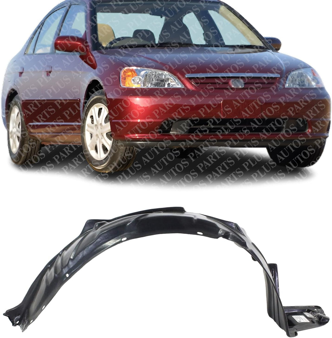 Front Fender Liner Right Passenger Side Direct Replacement Compatible With 2003 Honda Civic HO1249120 74101S5B000