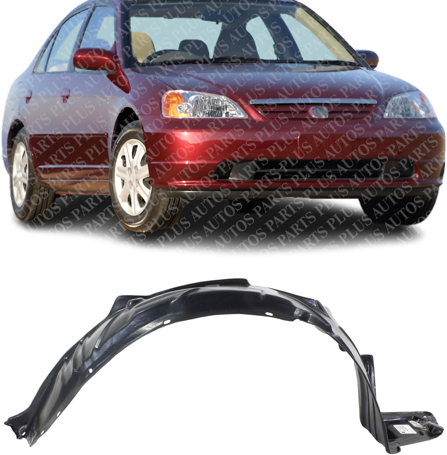 Front Fender Liner Right Passenger Side Direct Replacement Compatible With 2003 Honda Civic HO1249120 74101S5B000