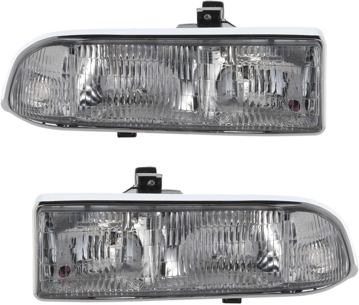 Set Of 2 Front Headlight Composite Assembly Right Passenger & Left Driver Side Direct Replacement Compatible With 1998-2004 Chevrolet S10 / 1998-2005 Blazer GM2503172 GM2502172