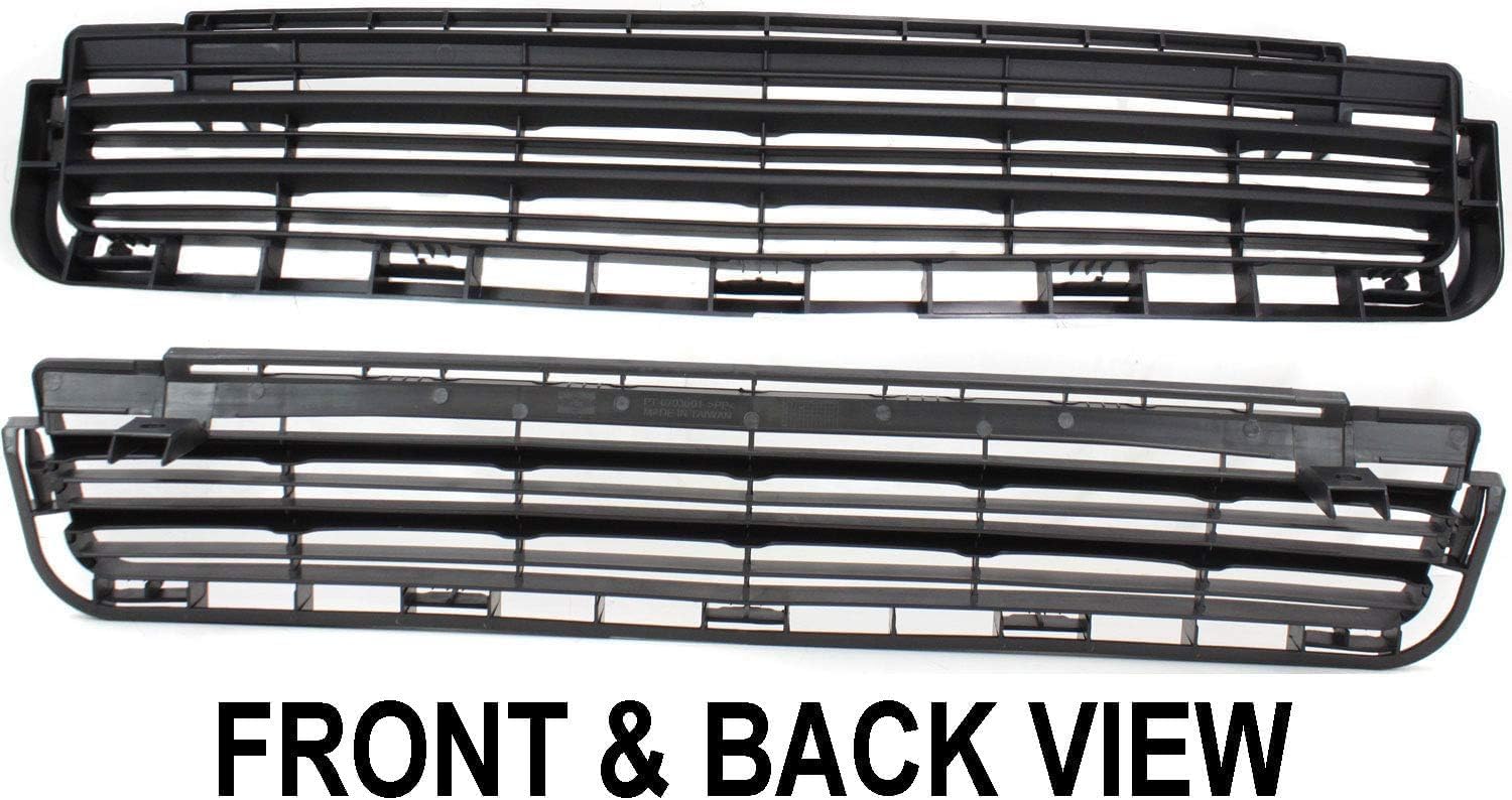 Front Bumper Cover Primed Plastic + Lower Grille + Fog Light Cover Left Driver & Right Passenger Side Direct Replacement Compatible With 2009-2010 Pontiac Vibe