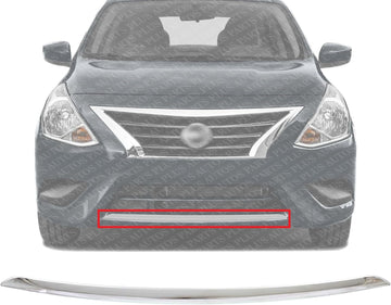 Front Bumper Molding Chrome Plastic Direct Replacement Compatible With 2015-2019 Nissan Versa NI1044110 620849KM0B