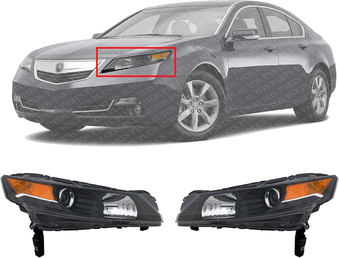 Set Of 2 Front Headlight Lens And Housing Right Passenger & Left Driver Side Direct Replacement Compatible With 2012-2014 Acura TL AC2519118 AC2518118 33101TK4A11 33151TK4A11