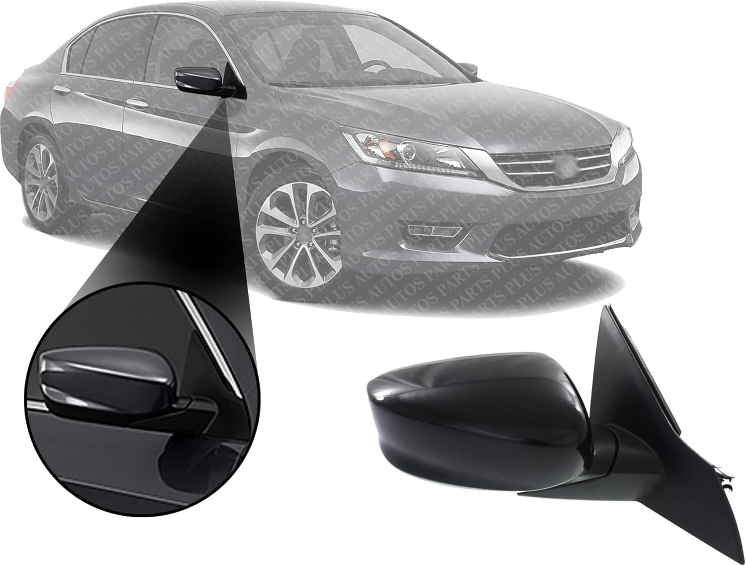 Front Power Mirror Manual Folding Without Signal Light Primed Right Passenger Side Direct Replacement Compatible With 2013-2017 Honda Accord HO1321272 76208T2FA11 76208T2FA01