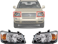 Set Of 2 Front Head Light Left Driver & Right Passenger Side Direct Replacement Compatible With 2004-2006 Toyota Highlander TO2502151 TO2503151 8117048280 8113048280