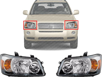 Set Of 2 Front Head Light Left Driver & Right Passenger Side Direct Replacement Compatible With 2004-2006 Toyota Highlander TO2502151 TO2503151 8117048280 8113048280