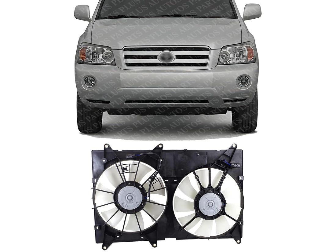 Front Radiator Cooling Dual Fan Assembly Plastic Direct Replacement Compatible with 2001-2007 Toyota Highlander / 2001-2003 Lexus RX300 LX3115102 1671120120