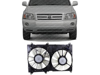 Front Radiator Cooling Dual Fan Assembly Plastic Direct Replacement Compatible with 2001-2007 Toyota Highlander / 2001-2003 Lexus RX300 LX3115102 1671120120