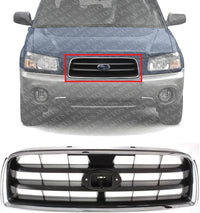 Front Grille Assembly Chrome Shell with Painted Dark Gray Insert Plastic Direct Replacement Compatible With 2003-2005 Subaru Forester SU1200127 91121SA050