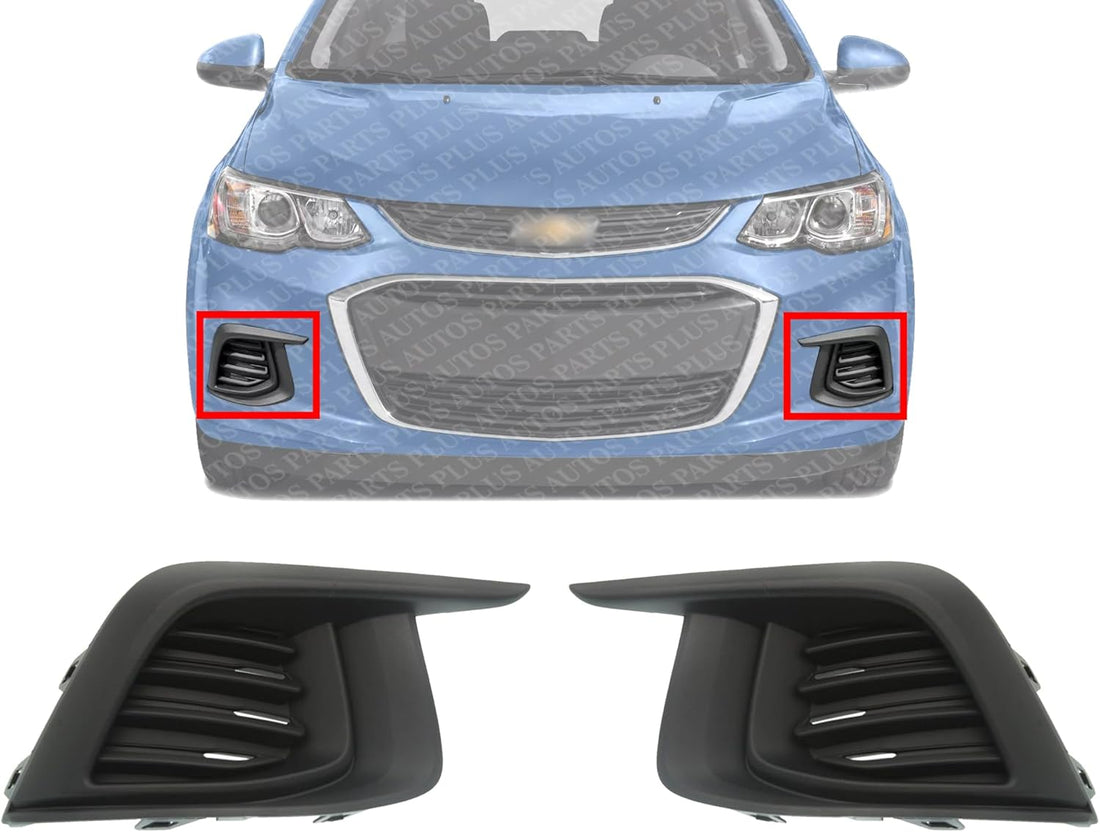 Set of 2 Front Fog Light Cover Left Driver & Right Passenger Side Direct Replacement Compatible With 2017-2000 Chevrolet Sonic GM1038200 GM1039200 94538121 94538120