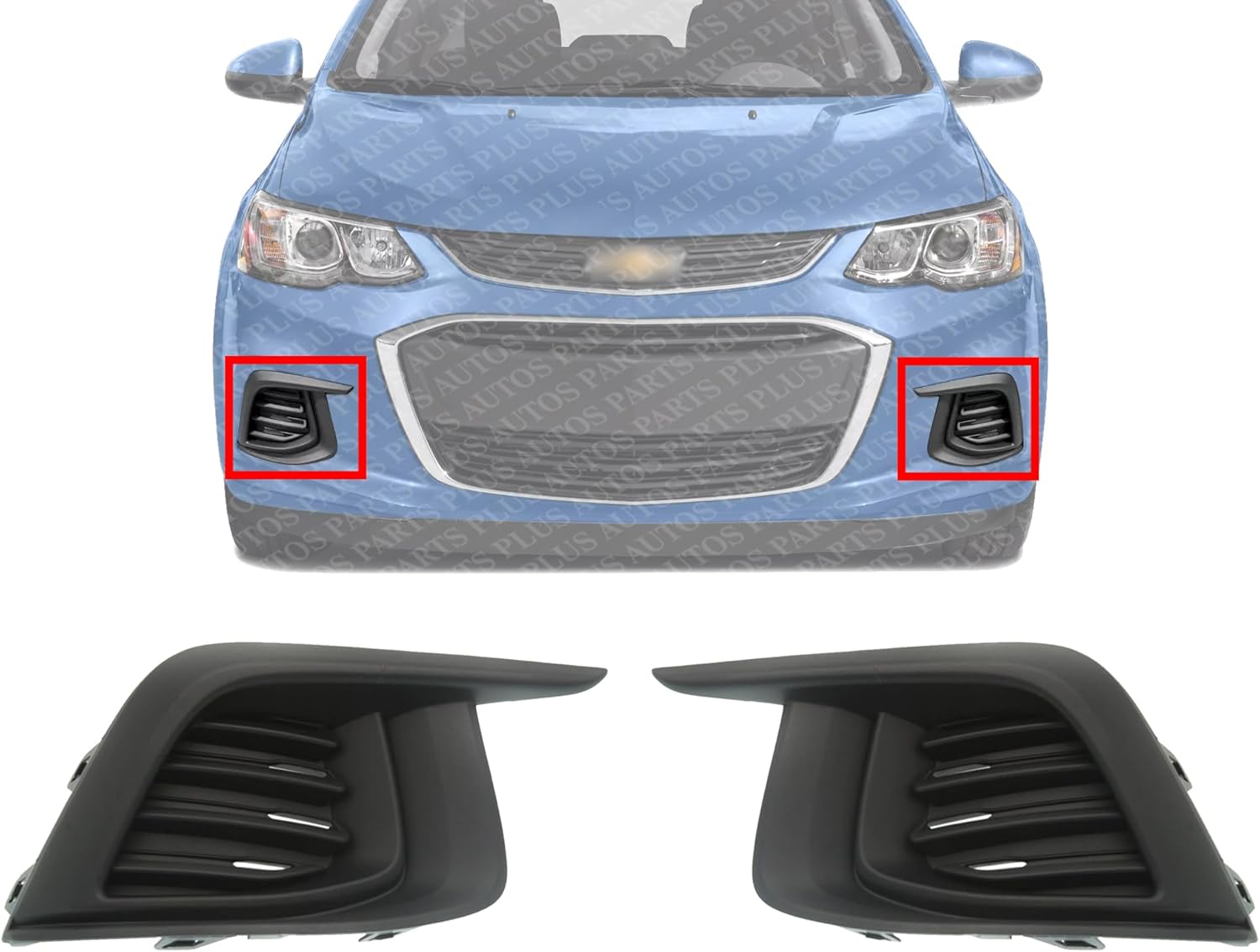Set of 2 Front Fog Light Cover Left Driver & Right Passenger Side Direct Replacement Compatible With 2017-2000 Chevrolet Sonic GM1038200 GM1039200 94538121 94538120
