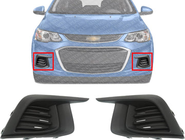 Set of 2 Front Fog Light Cover Left Driver & Right Passenger Side Direct Replacement Compatible With 2017-2000 Chevrolet Sonic GM1038200 GM1039200 94538121 94538120