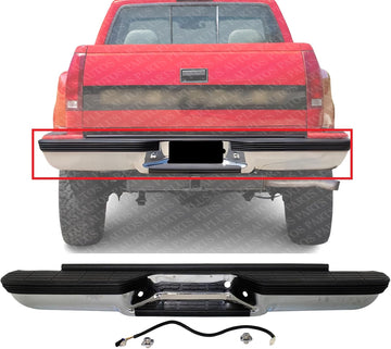 Step Bumper Assembly Chrome Steel With Impact Face Strip Direct Replacement Compatible With 1988-1992 Chevrolet C/K/Pickup GM1101111