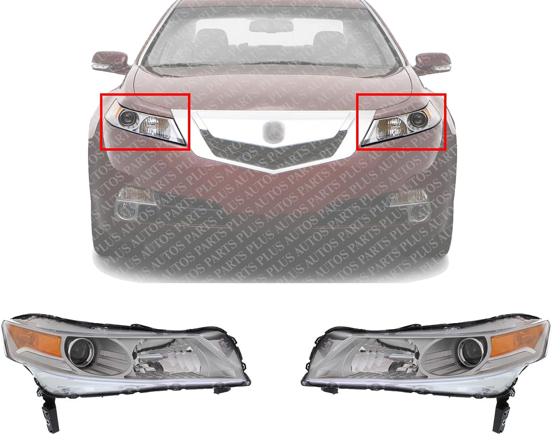 Set Of 2 Front Headlight Lens And Housing Right Passenger & Left Driver Side Direct Replacement Compatible With 2009-2011 Acura TL AC2519116 AC2518116 33101TK4A01 33101TK4A02