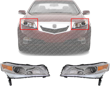 Set Of 2 Front Headlight Lens And Housing Right Passenger & Left Driver Side Direct Replacement Compatible With 2009-2011 Acura TL AC2519116 AC2518116 33101TK4A01 33101TK4A02