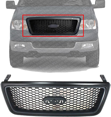 Front Grille PTM Shell With Honeycomb Insert Direct Replacement Compatible With 2004-2006 Ford F-150 FO1200415 4L3Z8200CAPTM