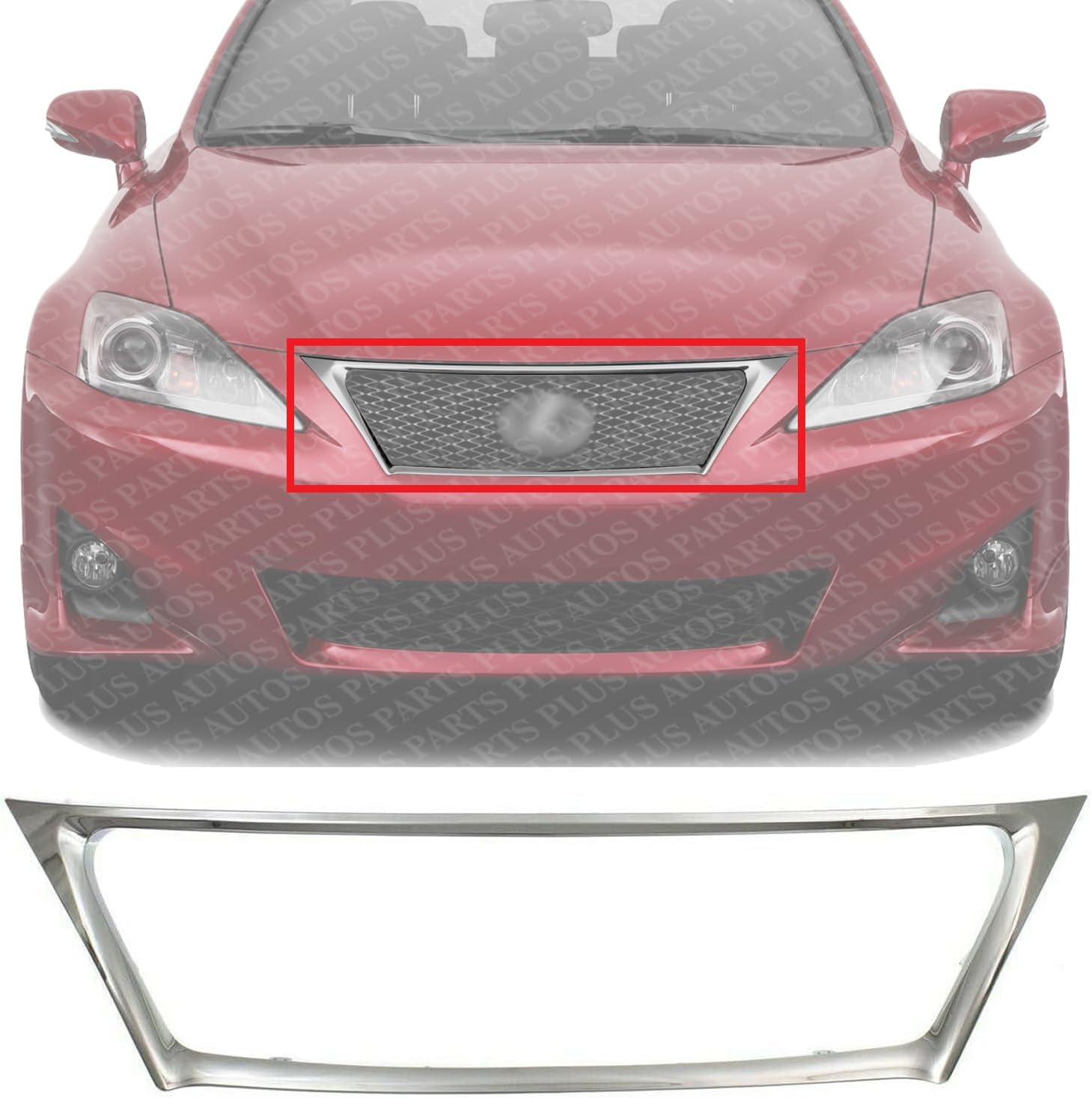Front Grille Molding Chrome Direct Replacement Compatible With 2011-2013 Lexus IS250 / IS350 LX1202104 5311153230
