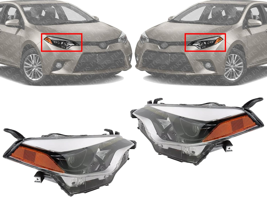 Set Of 2 Front Head Light Assembly Left Driver & Right Passenger Side Direct Replacement Compatible With 2014-2016 Toyota Corolla TO2503216 TO2502216 8111002E60 8115002E60