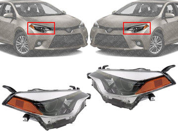 Set Of 2 Front Head Light Assembly Left Driver & Right Passenger Side Direct Replacement Compatible With 2014-2016 Toyota Corolla TO2503216 TO2502216 8111002E60 8115002E60