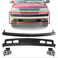 AUTOS PARTS PLUS Front Bumper Upper Cover + Lower Valance Primed + Fog Light Bracket Left & Right Side Direct Replacement Compatible With 1999-2002 Chevrolet