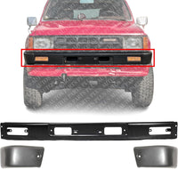 Front Bumper + End Caps Primed Right & Left Side Direct Replacement Compatible With 1984-1987 Toyota 4Runner / Pickup TO1004157 TO1005116 TO1002117 5211189140 5210289106 5210389106