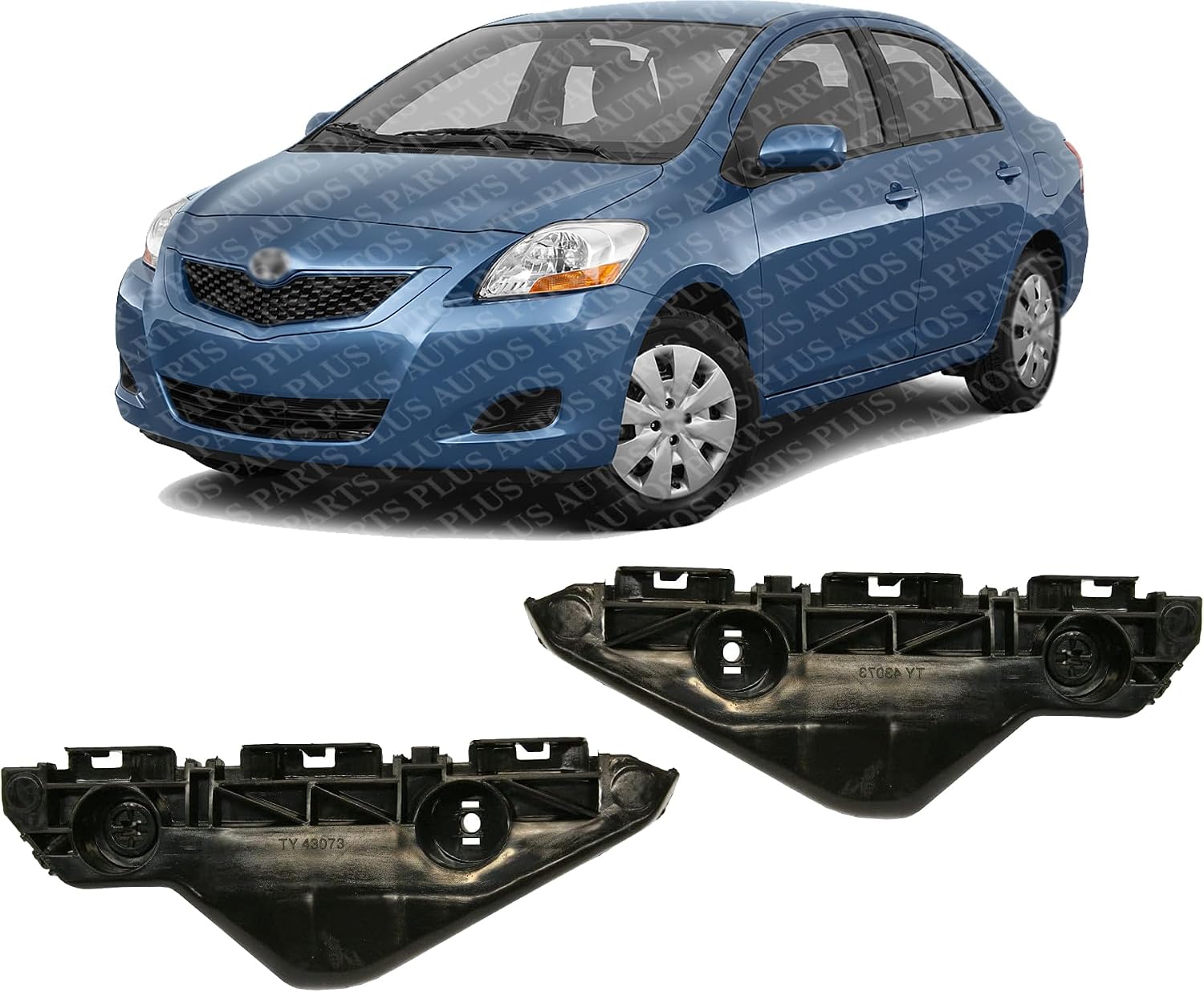 Set Of 2 Front Bumper Retainer Plastic Left Driver & Right Passenger Side Direct Replacement Compatible With 2007-2012 Toyota Yaris TO1089113 TO1088113 5253552131 5253652141