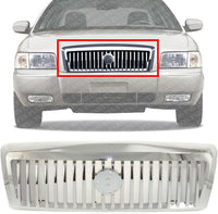 Front Grille Assembly Chrome Plastic Shell And Insert Direct Replacement Compatible With 2006-2011 Mercury Grand FO1200490 6W3Z8200AA