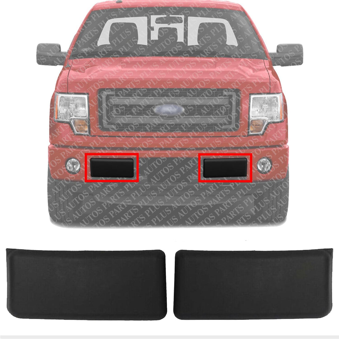 Set of 2 Front Bumper Molding Textured Left Driver & Right Passenger Side Direct Replacement Compatible With 2009-2014 Ford F-150 FO1053100 9L3Z17E810B