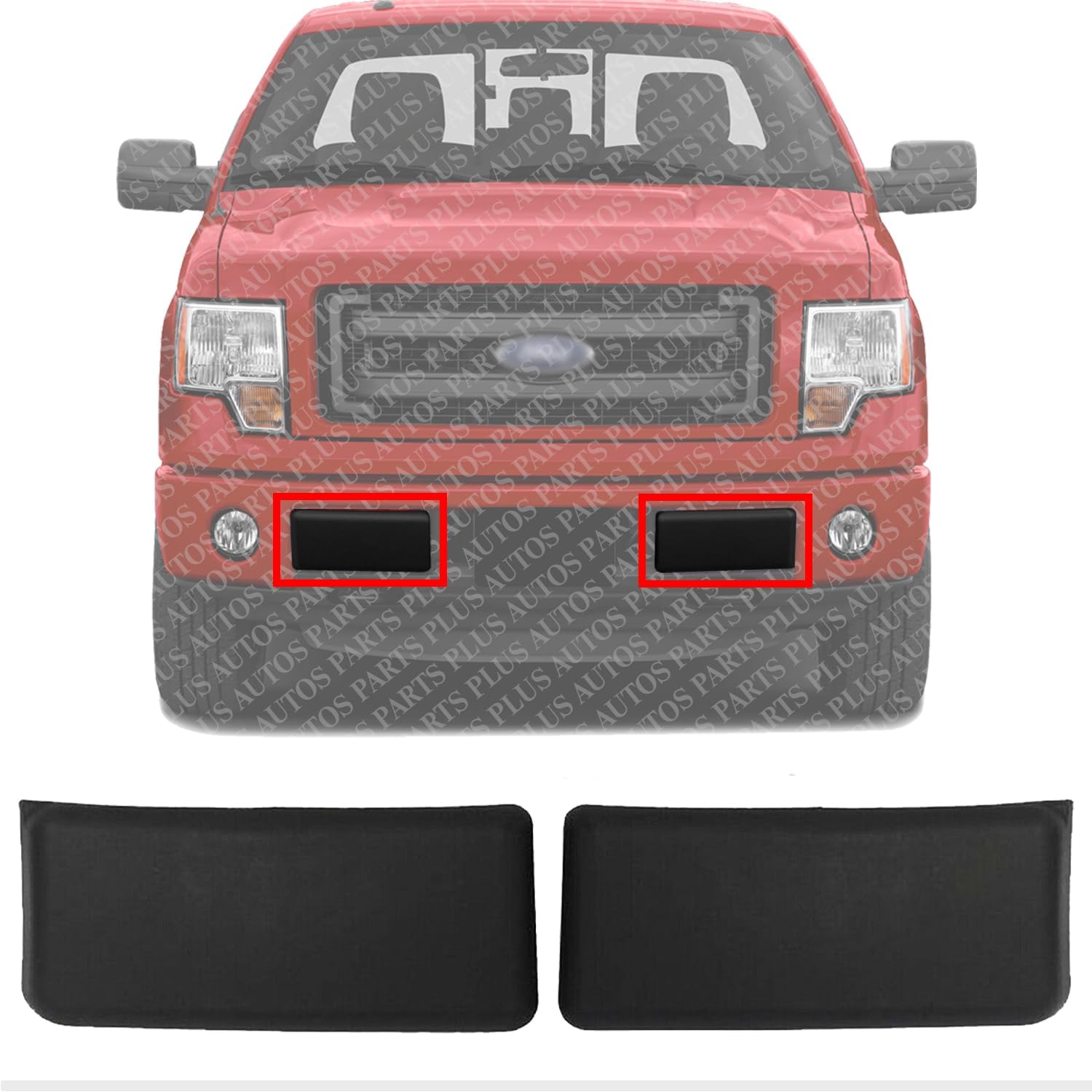 Set of 2 Front Bumper Molding Textured Left Driver & Right Passenger Side Direct Replacement Compatible With 2009-2014 Ford F-150 FO1053100 9L3Z17E810B