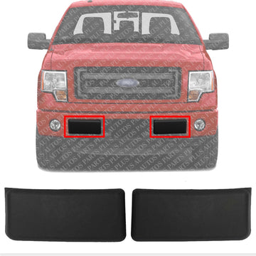Set of 2 Front Bumper Molding Textured Left Driver & Right Passenger Side Direct Replacement Compatible With 2009-2014 Ford F-150 FO1053100 9L3Z17E810B