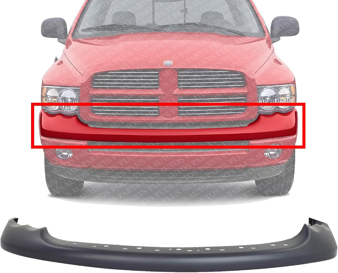 Front Bumper Upper Cover Primed Plastic Direct Replacement Compatible With 2002-2005 Dodge Ram 1500 2500 3500 CH1000338 5073002AC