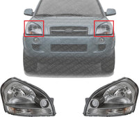 Set Of 2 Head Light Assembly With Clear Turn Signal Light Left Driver & Right Passenger Side Direct Replacement Compatible With 2005-2009 Hyundai Tucson HY2502133 HY2503133 921012E050
