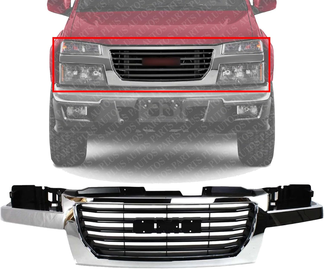 Front Grille Chrome Shell/Black Insert Direct Replacement Compatible With 2004-2012 GMC Canyon GM1200530 12335793