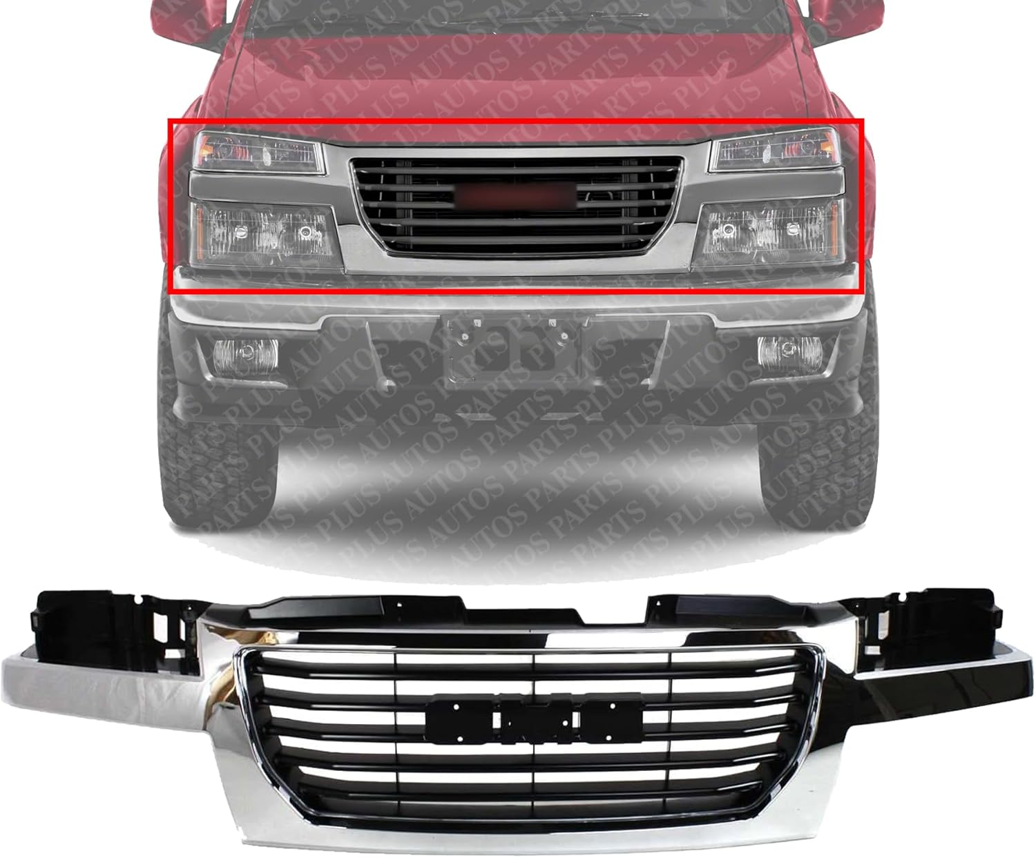 Front Grille Chrome Shell/Black Insert Direct Replacement Compatible With 2004-2012 GMC Canyon GM1200530 12335793