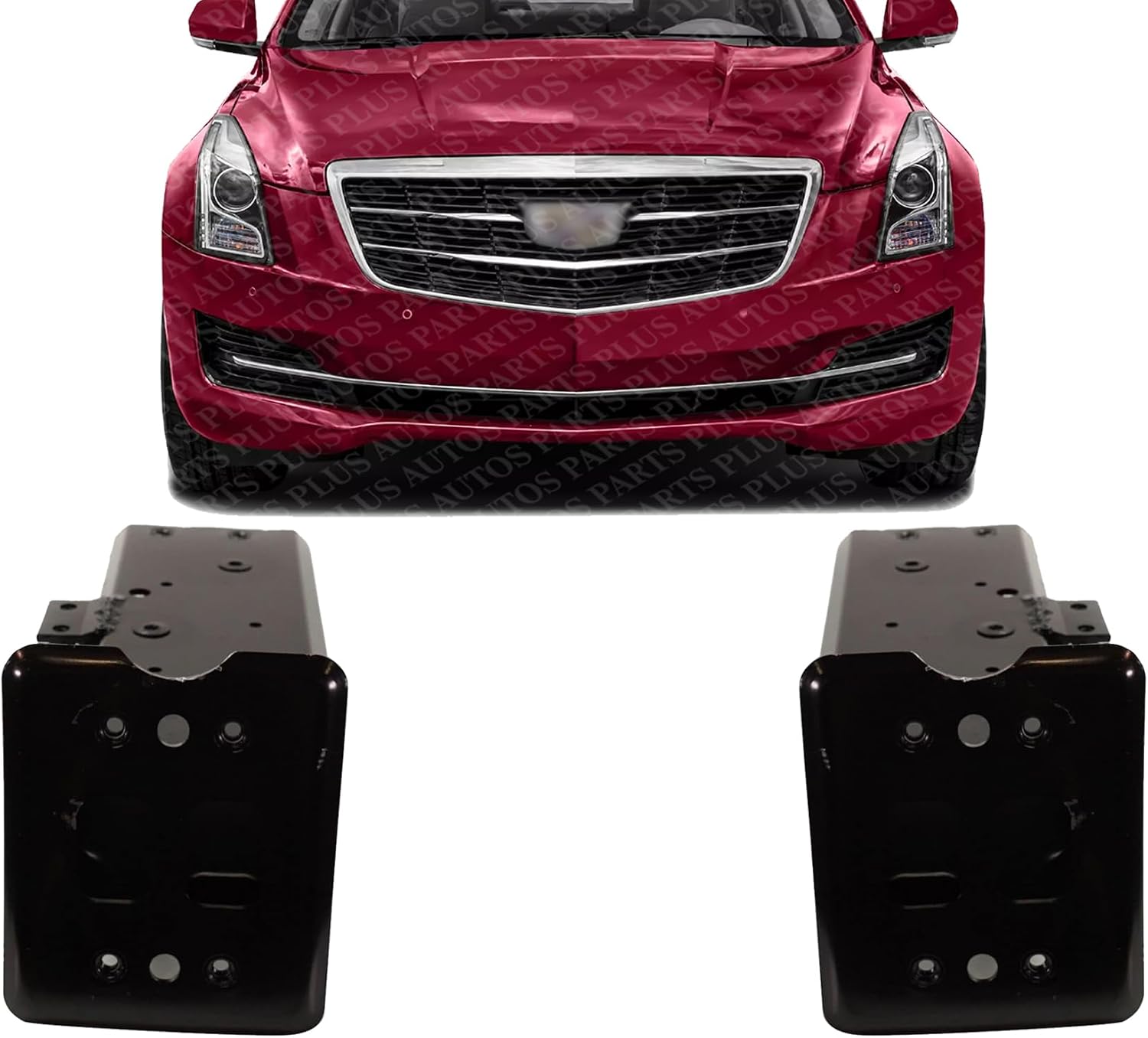 Set of 2 Front Bumper Bracket Left Driver & Right Passenger Side Direct Replacement Compatible With 2016-2019 Cadillac ATS GM1063123 GM1062123 23194901 22799203