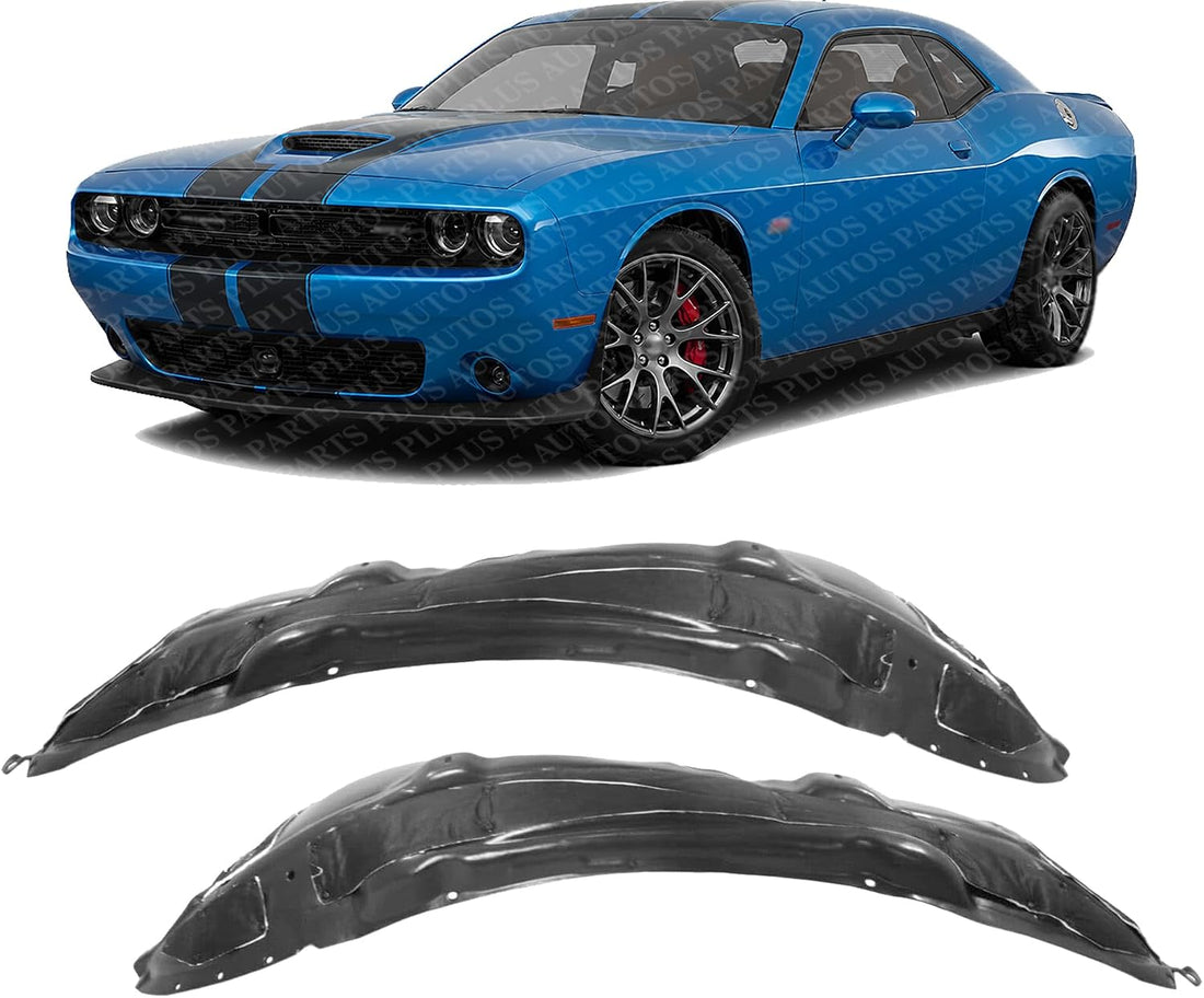 Set Of 2 Front Fender Liner Right Passenger & Left Driver Side Direct Replacement Compatible With 2015-2022 Dodge Challenger CH1248178 CH1249178 68184705AF 68184704AF
