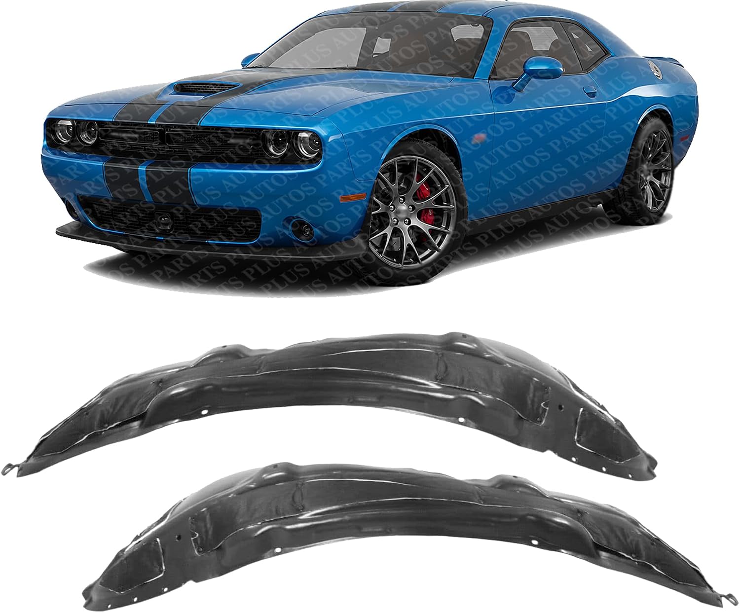 Set Of 2 Front Fender Liner Right Passenger & Left Driver Side Direct Replacement Compatible With 2015-2022 Dodge Challenger CH1248178 CH1249178 68184705AF 68184704AF
